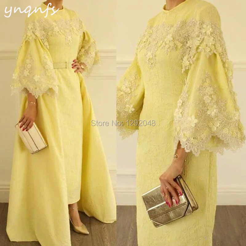 YNQNFS M169 Elegant Taffeta Robe Soiree Dubai Kaftan Muslim Evening 2 Piece Detachable Mother of the Bride Groom Dresses 2024