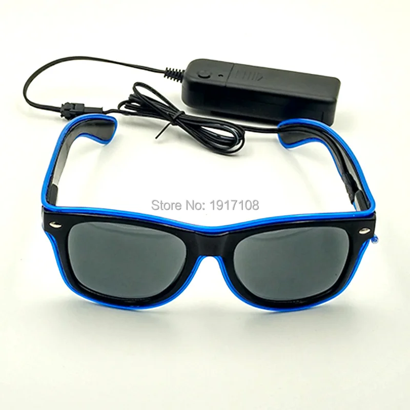 EL Glasses with Black/Dark Lens 10 Colors Available with Steady on Driver Costume LED Glowing Glasses for DJ Glow Party Supplies