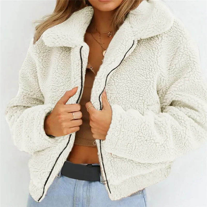 fashion fur coat women Ladies Warm Artificial Wool Coat Zipper Jackets Winter Parka Outerwear faux fur coat jackets