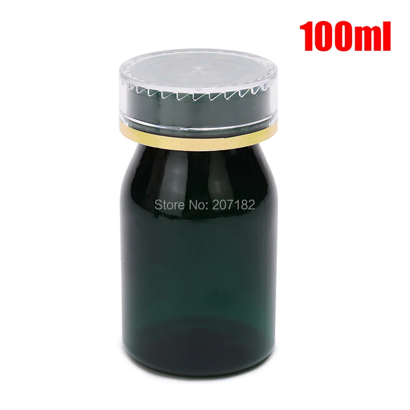 100pcs 100ml TOP Green PET Sample Empty Bottles, 100CC Capsules/Pills/Powder/Vitamin Plastic Bottles With Child-proof Caps