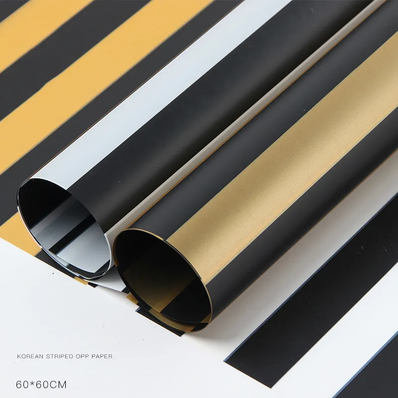 New Arrivals 10sheets Fashion Korean Stripe OPP Paper Flower Packing Bouquet Gift Wrapping DIY Waterproof Florist Materials