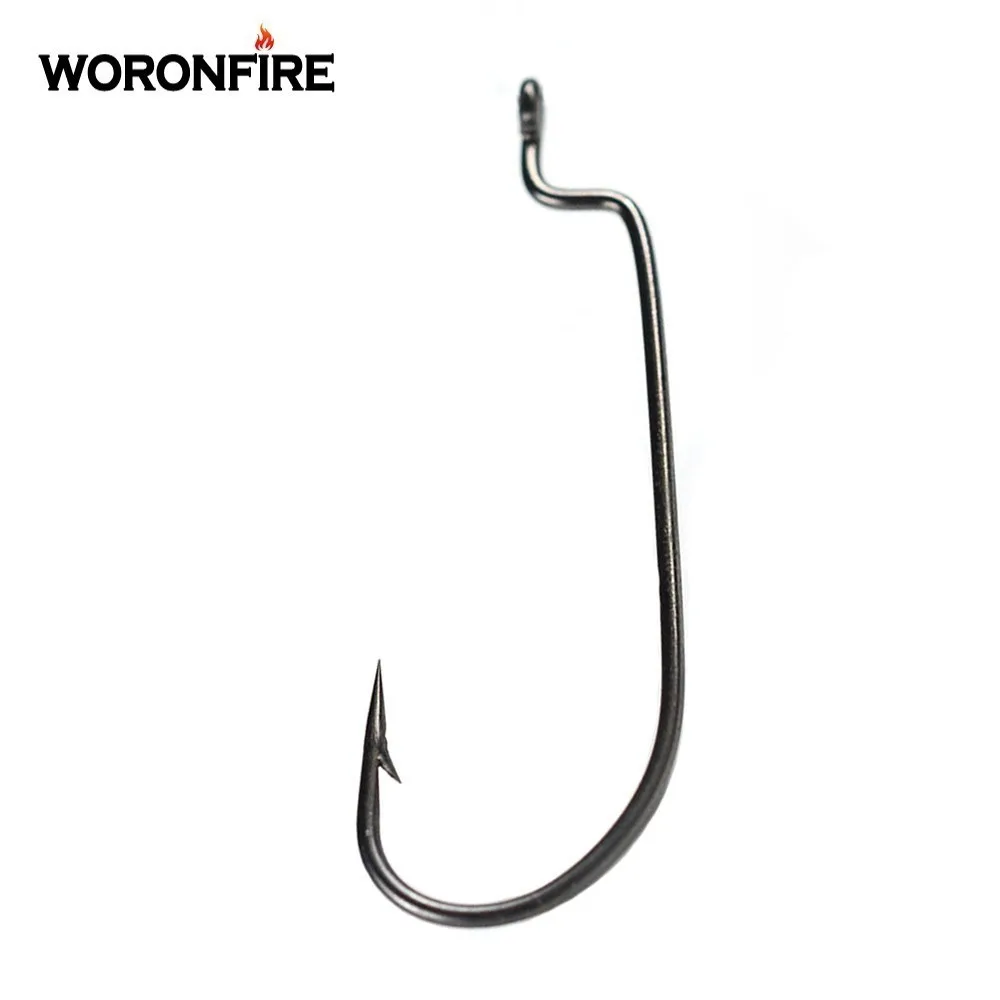 50pcs High Carbon Steel Narrow Crank Hook 1# 2# 4# 6# 8# 1/0# 2/0# 3/0# 4/0# 5/0# Lure Jig Rig Fishing Soft Bait Worm Hook