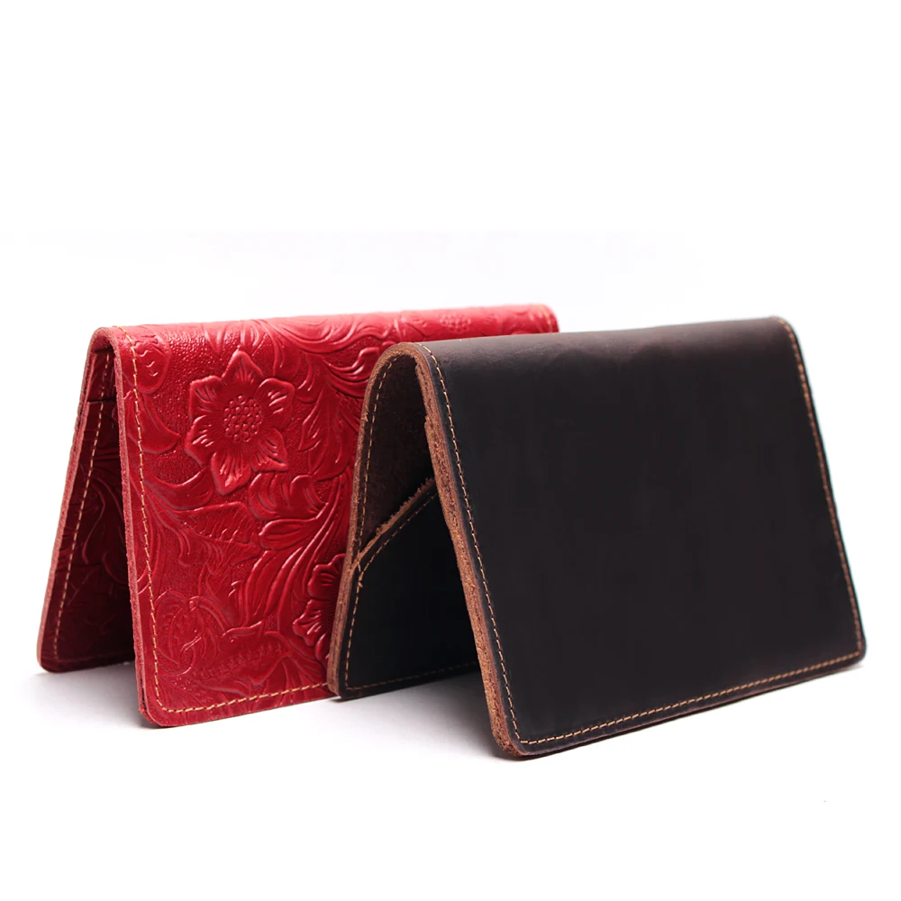 Flower Passport Wallet Men Genuine Leather Travel Cover Case Document Holder Large Capacity Credit Purse