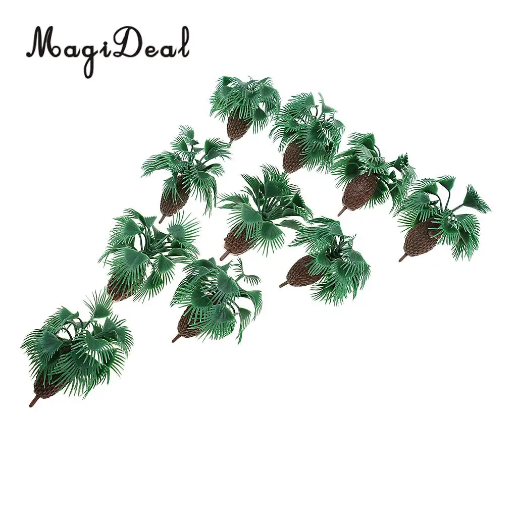 MagiDeal 10Pcs Plastic 1/100 Scale Palm Tree Model Train Railway Railroad Scenery Miniature Scene DIY Model Building Props 6cm