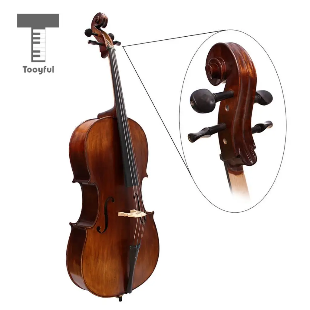 Tooyful Exquisite 4 Pieces Ebony Cello Tuning Pegs Tuners Machine Heads for 3/4 4/4 Cello Replacement Parts