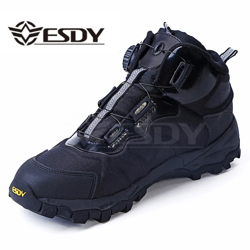 Men\'s Tactical Military Leather Boots Lace Up Combat Army Flat Work Shoes Outdoor Camp Hiking Trekking Sport Winter Ski Sneakers