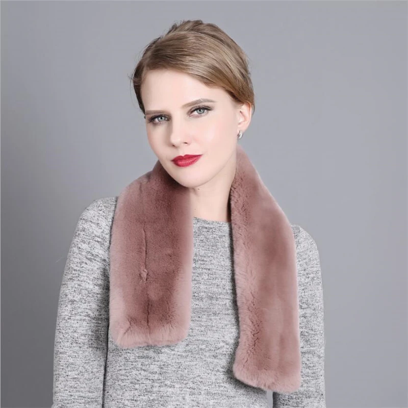 

IANLAN Fashion Graceful Real Rex Rabbit Fur Scarves for Women Double-faced Wraps Casual Girls Winter Warm Mufflers IL00342