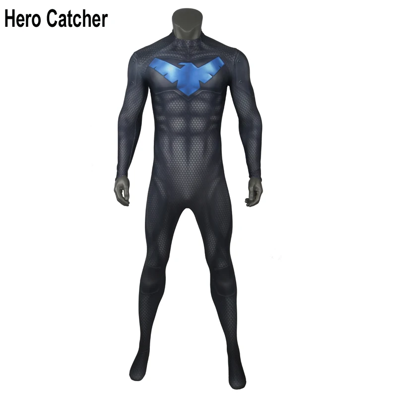 

Hero Catcher High Quality New Night Wing Suit Muscle Shade NightWing Cosplay Costume For Man