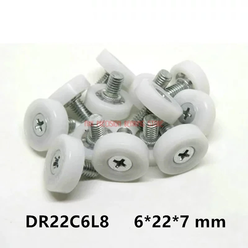 Dr22c6l8 Screw 6x22x7mm Pulley Bearing 6*22*7 Mm ( 2 Pcs ) Doors And Roller Mute Wheel Pom 636 M6*8 Plastic Covered Bearings