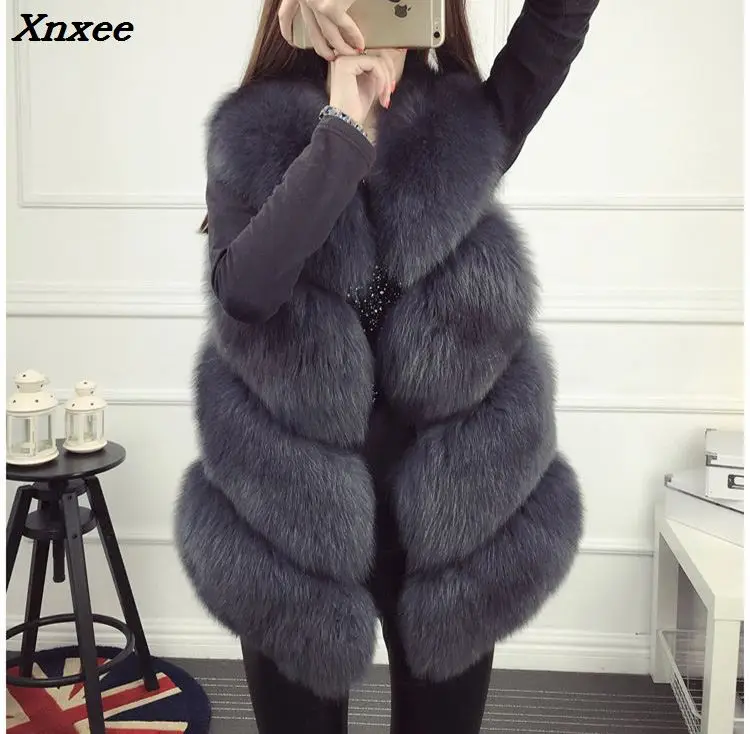 

Xnxee Fox Fur Vest Natural Whole Fox Fur Vest Gilet Women Regular Standard Covered Button Design Jackets Coat 3XL