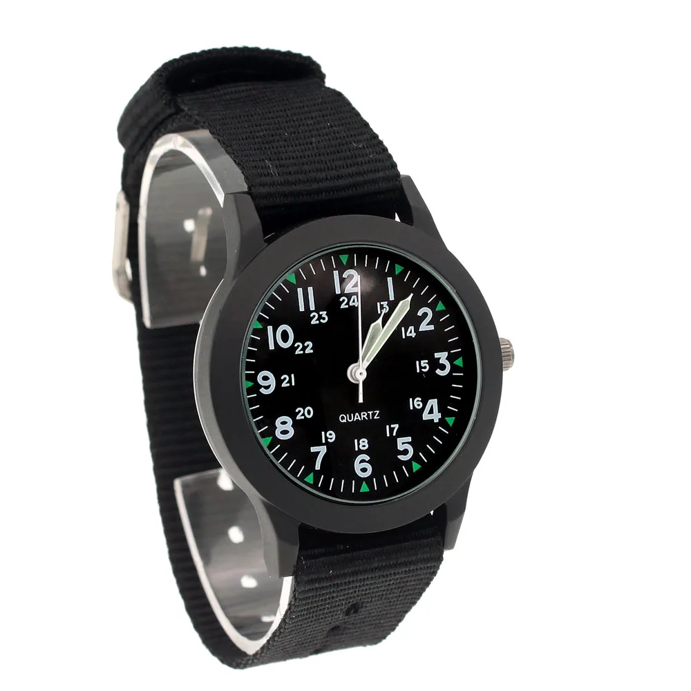 Chaoyada-Montre-bracelet électronique à quartz pour hommes et enfants, montres noires pour étudiants, montre-bracelet en toile, marque célèbre, mode