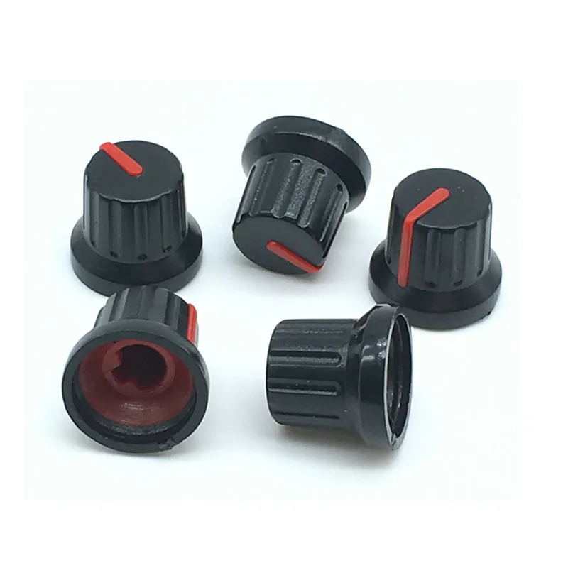 10pcs Roatry Encoder Potentiometer Switch Caps Black Plastic Knob 16x15mm Half Shaft Type