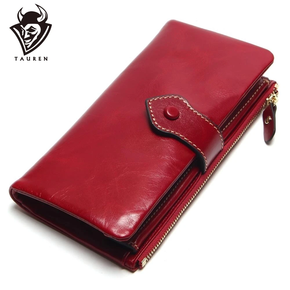 Vintage Leather Women Wallet European And American Style Genuine Brand Long Lady Purse Cow Female Wallets