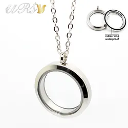 20mm/25mm/30mm/35mm twist-off waterproof locket 316L stainless steel plain floating memory locket pendant with necklace