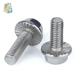 1/2/5pcs M6 M8 M10 M12 Hexagon Head Flange Bolts Stainless Steel Series Flange Bolt With Thicken Tooth Anti-slip Screw