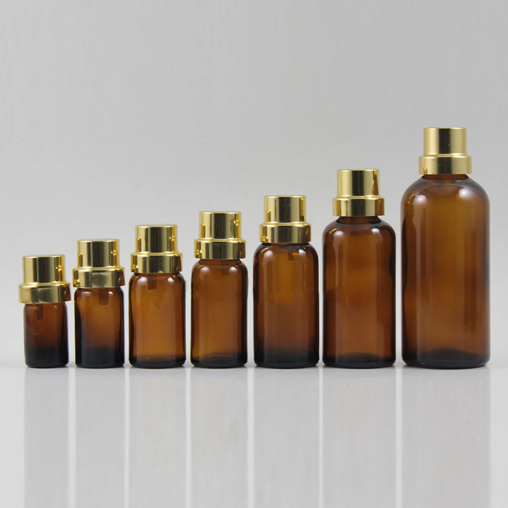 

100pcs/lots golden lid 100ml amber glass essential oil liquid bottle, 100ml skin care container sale