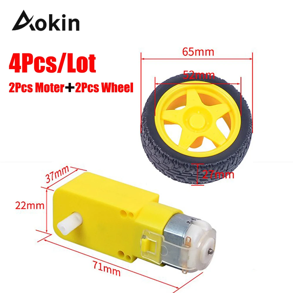 

Tt Motor 130motor With The Wheel 2pcs Tt Motor 2pcs 65mm Wheel Smart Car Robot Gear Motor For Arduino Dc 3v-6v Dc Gear Motor