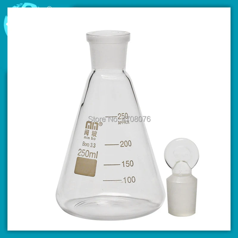 50-500ml Glass graduated conical flask with stopper transparent Borosilicate Erlenmeyer flask Triangle flasks for chemical test