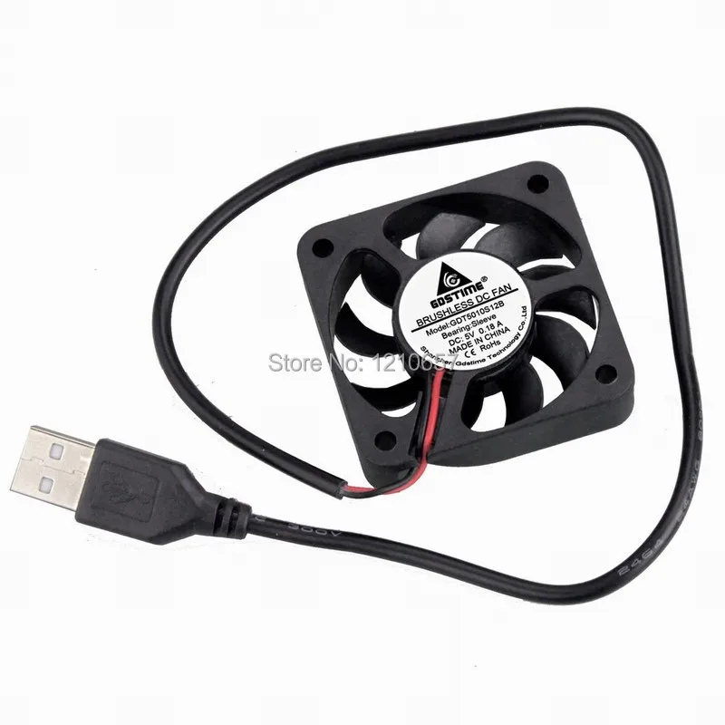 2 pcs DC 5V Fan Cooler 50mm 50x50x10mm 5010 USB PC Case CPU Motor Cooling Radiator Fans