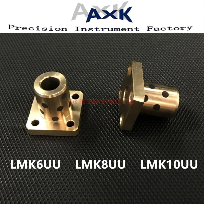 AXK Lmk6uu Lmk8uu Lmk10uu Flange Linear Bearing Cnc Jdb Solid Embedded Graphite Self-lubricating Oil Copper Sheath