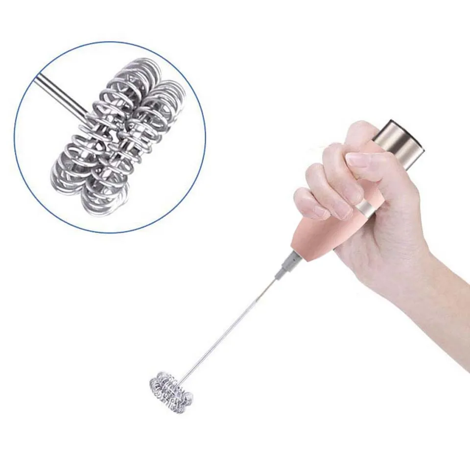 เครื่องผสมตีกาแฟสำหรับเครื่องดื่มนมเครื่องตีฟอง pengocok telur listrik เครื่องตีด้ามจับขนาดเล็กเครื่องมือทำอาหารในครัวใช้ได้จริงพร้อมที่ยึด