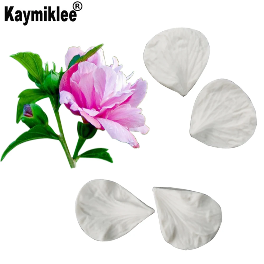 Hibiscus Flower Veiner Mold Press Mold Cake Decoration Fondant Cake Food Grade Silicone Mould Sugarcraft Tool Bakeware M2184