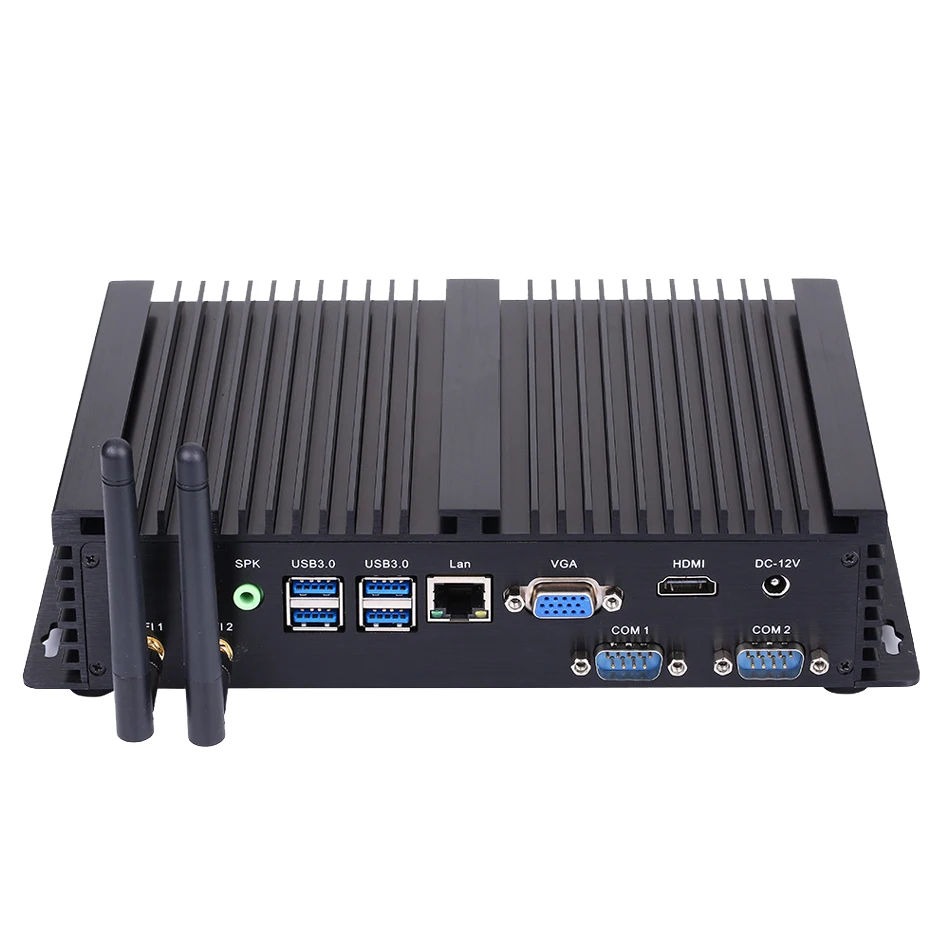 Hunsn fanless industrial pc, aim03, intel core i3 4th/5th/6th, mini computador, windows 11, vga, hdmi, lan, 2com rs232, 2usb2.0, 4usb3.0