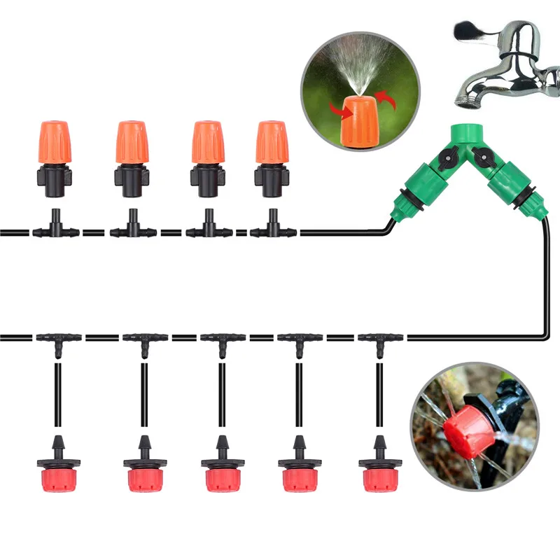 JUSTOOL Micro Irrigation Drip Equipment 40M/131ft Hose Drip Watering System Automatic Irrigation Sprinkler for Landscape Plants