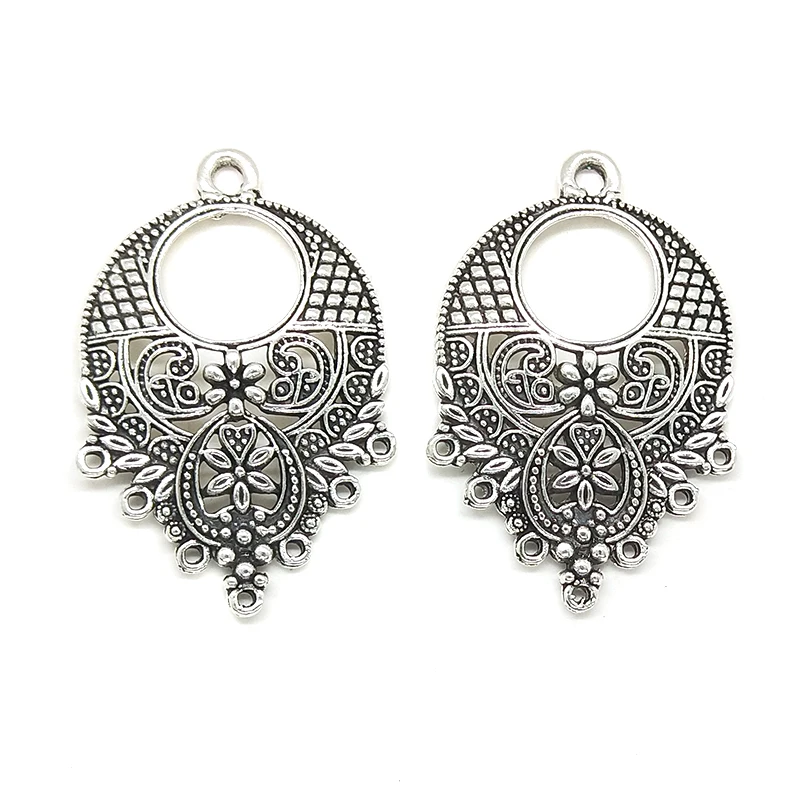 2025 New 43*29mm 4pieces/bag Retro Zinc Alloy Crescent-shaped Connectors Linker with Groove Diy Jewelry Earring Accessories