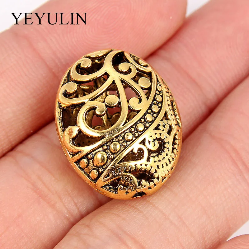 5Pcs Hole Antique Gold Color Round European Big Hole Beads Spacer Bead For DIY Jewelry Making Charms Bracelets Accessories