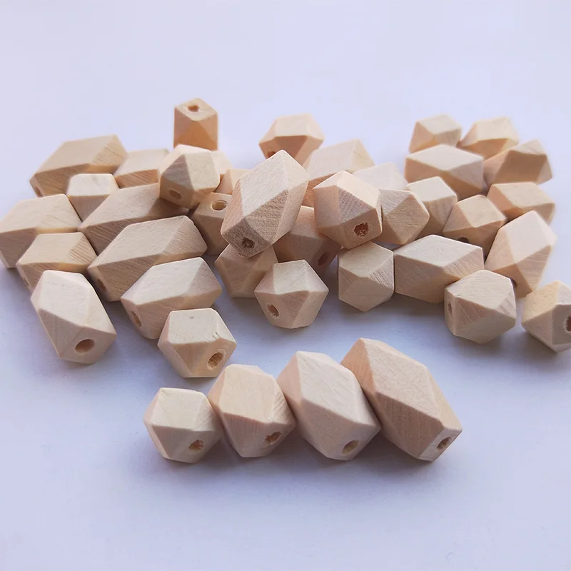 10Pcs Geometric long polygons Wood Spacer Bead Natural Color Eco-Friendly Wooden Beads DIY Making Crafts Jewelry Accessories