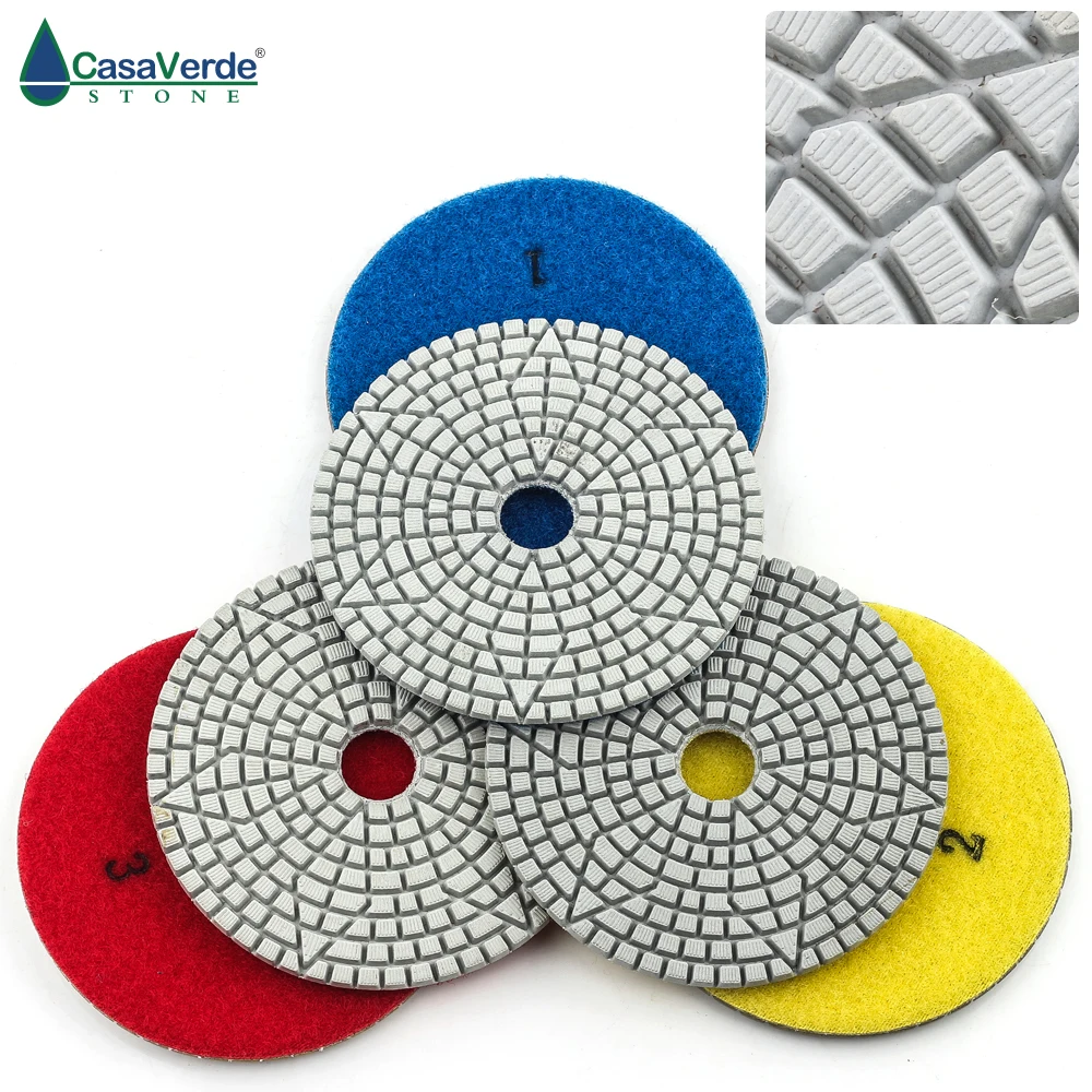 

DC-WF3PP02 4 inch 100mm flexible wet 3 step diamond polishing pads for stone and concrete