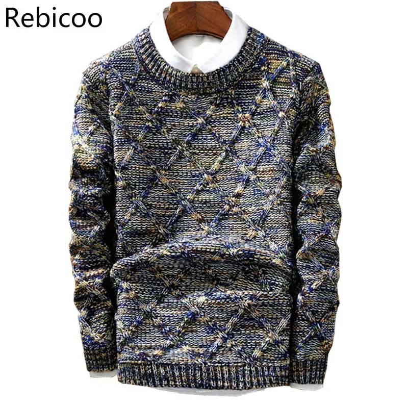 

men's sweater New Casual Pullover Fashion Slim Men Autumn Round Neck Knitted Cotton Print High quality christmas sweater