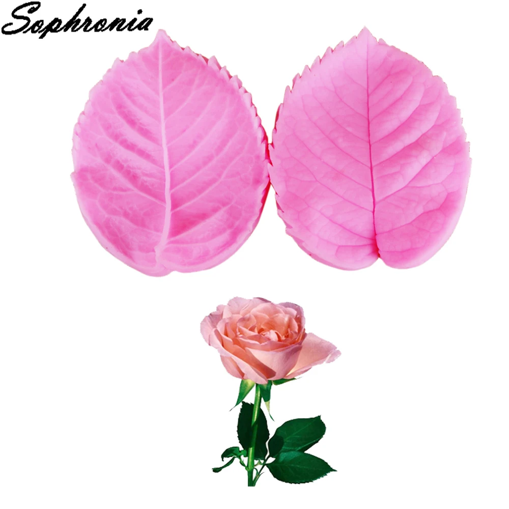 Large Rose Leaf Veiner Silicone Molds Fondant Cake Decorating Forms Chocolate Candy Moulds 3D Kitchen Baking Cake Tools M129