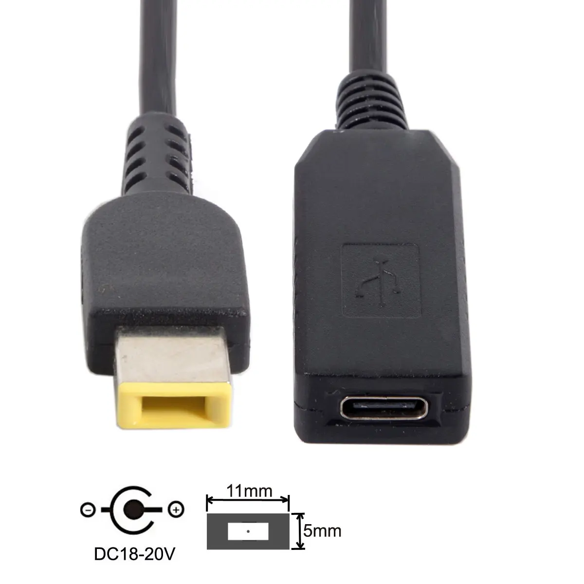 Type C USB 3.1 USB-C to Rectangle 11.0*5.0mm Power Plug PD Emulator Trigger Charge Cable for Le novo Think Pad X1 Carbon