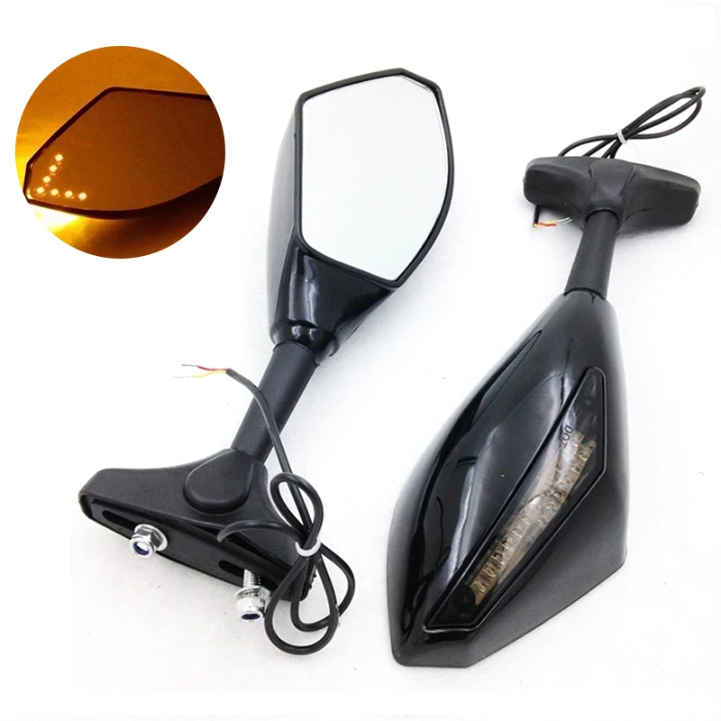 evomosa Motorcycle Integrated LED Mirrors For Yamaha YZF R1 600 R6s FZ1 FAZER With Built-in LED Turn Signals