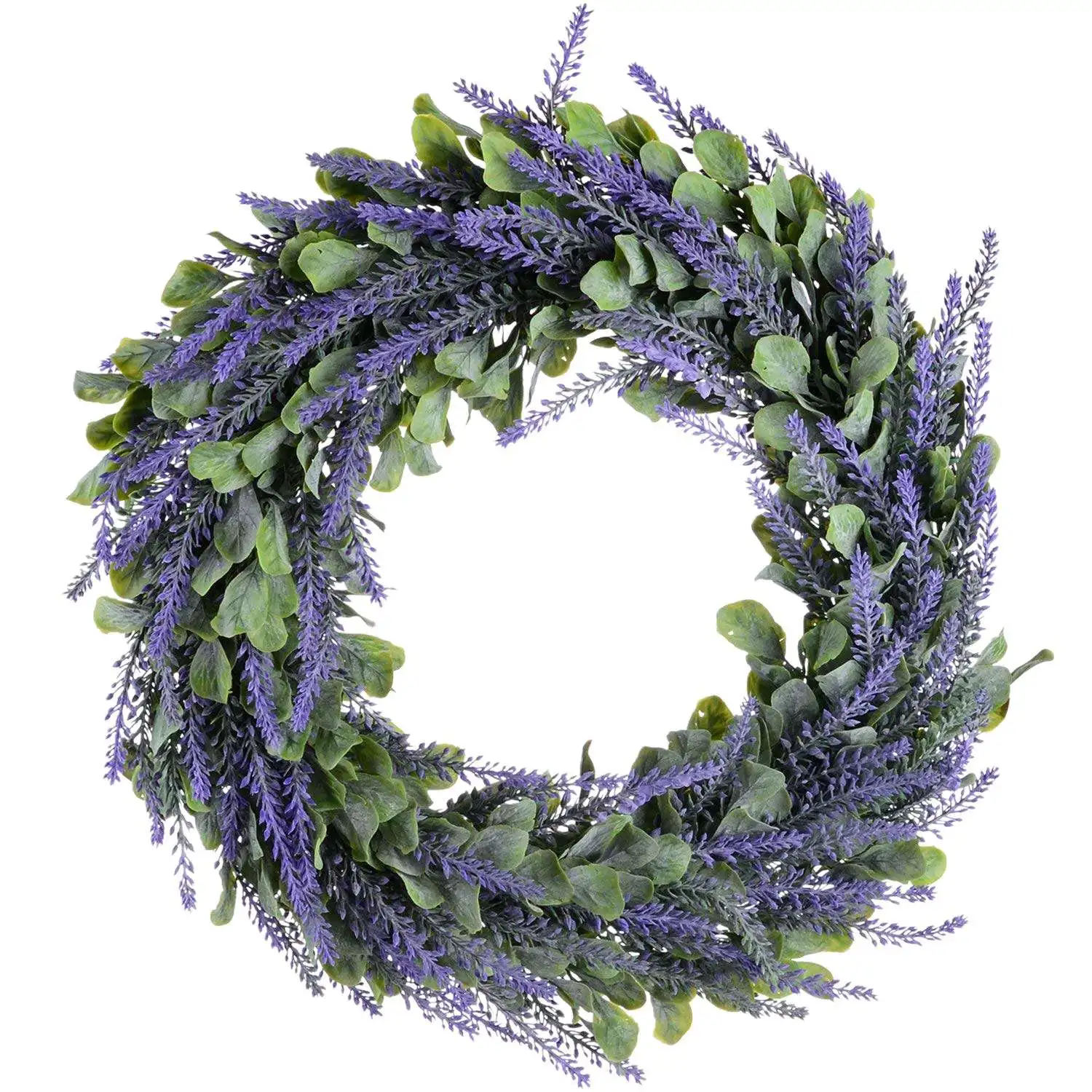 Artificial Wreath, Door Wreath 17 Inch Lavender Spring Wreath Round Wreath for The Front Door, Home Decor