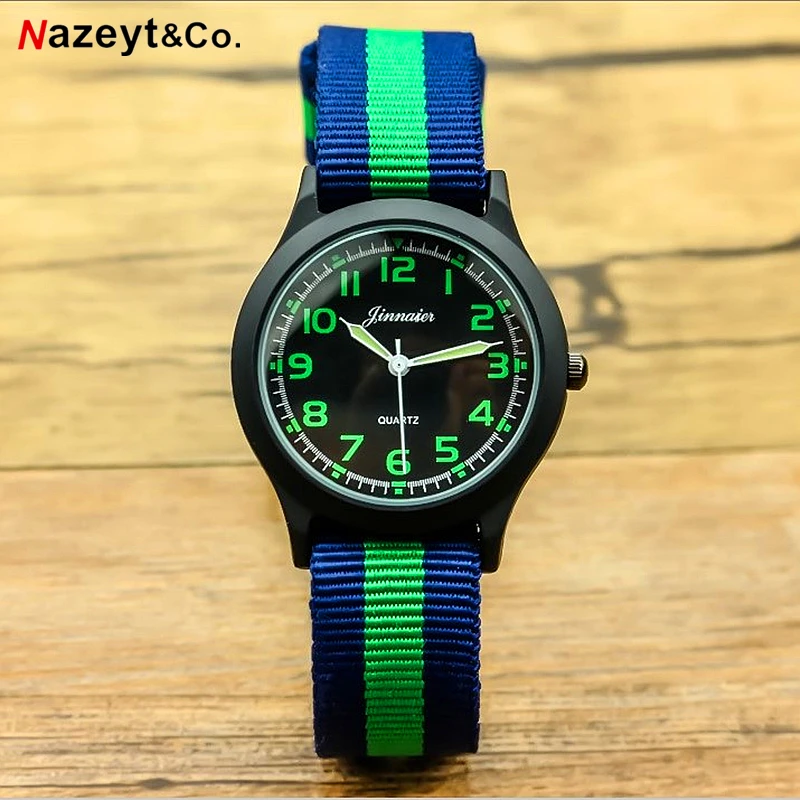 

Nazeyt branded luxury children army watch boys and girls sports luminous hands nylon quartz wristwatches clock relogio