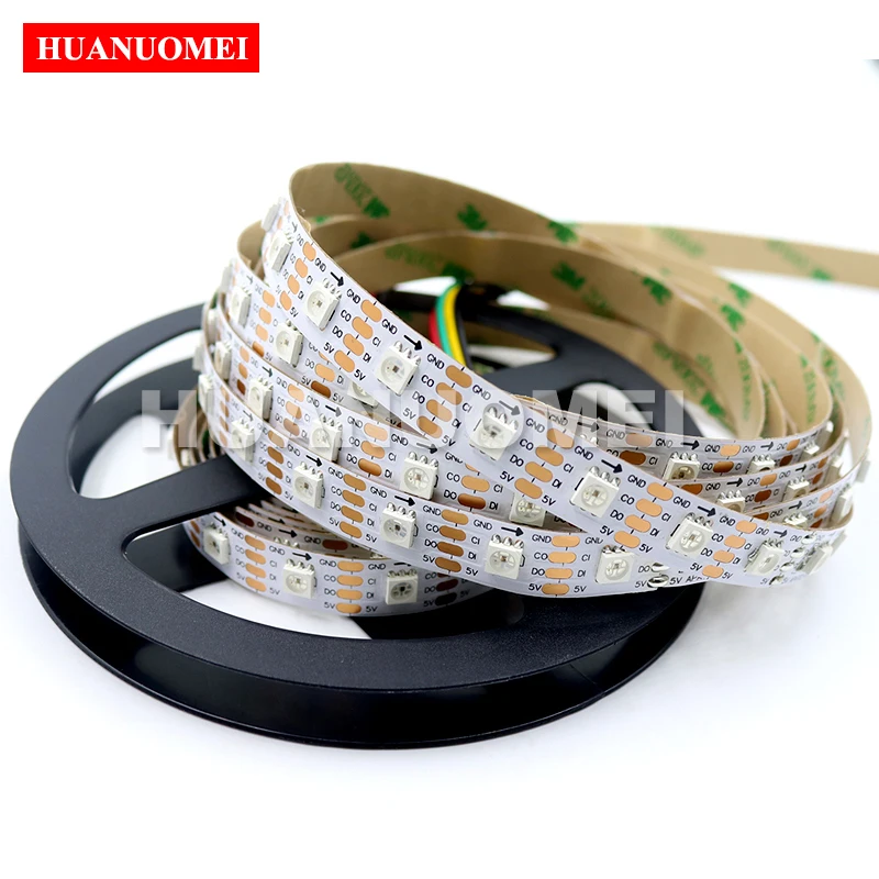 5 В, 60 светодиодов/м SK9822, адресная светодиодная лента RGB, 5050 SMD, гибкая пиксельная лента, ТВ-лампа, белая/черная печатная плата, IP20/IP65/IP67