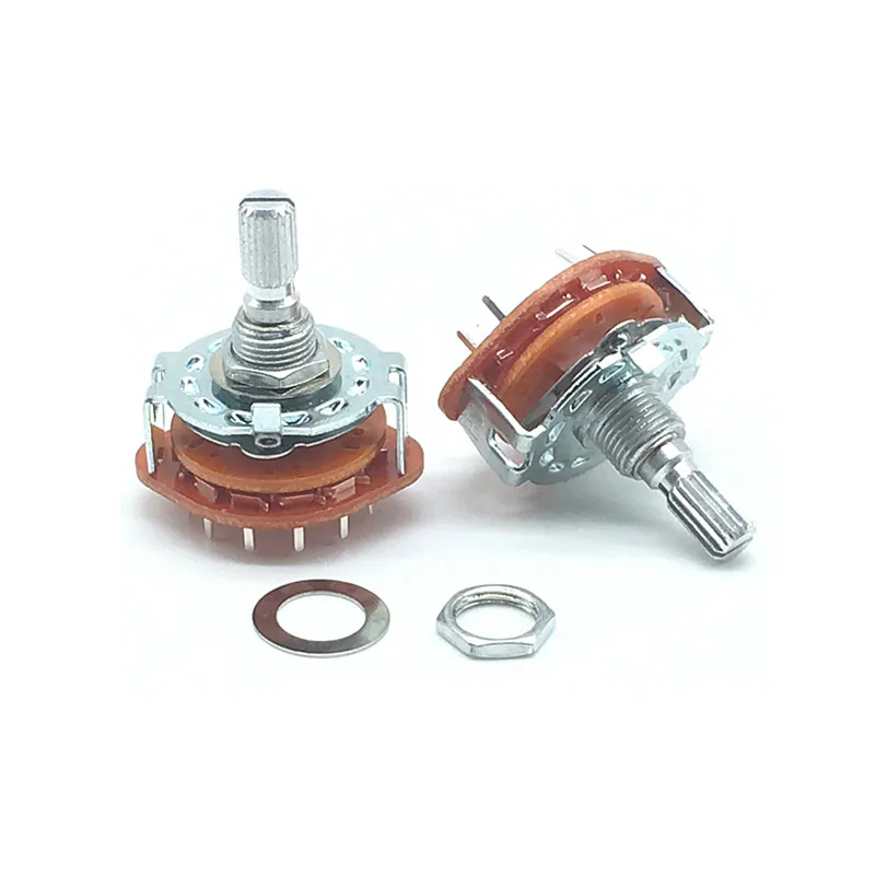 1pc RS25 Shaft Panel Mount 1P12T Band Rotary Switch Selector 1 Pole 12 Position 20MM Plum Shaft With Switch Cap