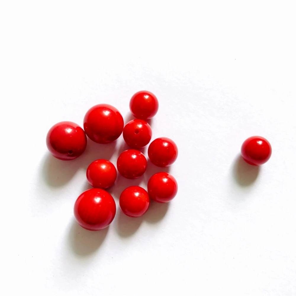 AA Quality Red Coral Half Drilled Beads for Earring 4mm 6mm 8mm 10mm 12mm  Half hole Round Beads Bamboo Coral beads,4pcs(2pairs)