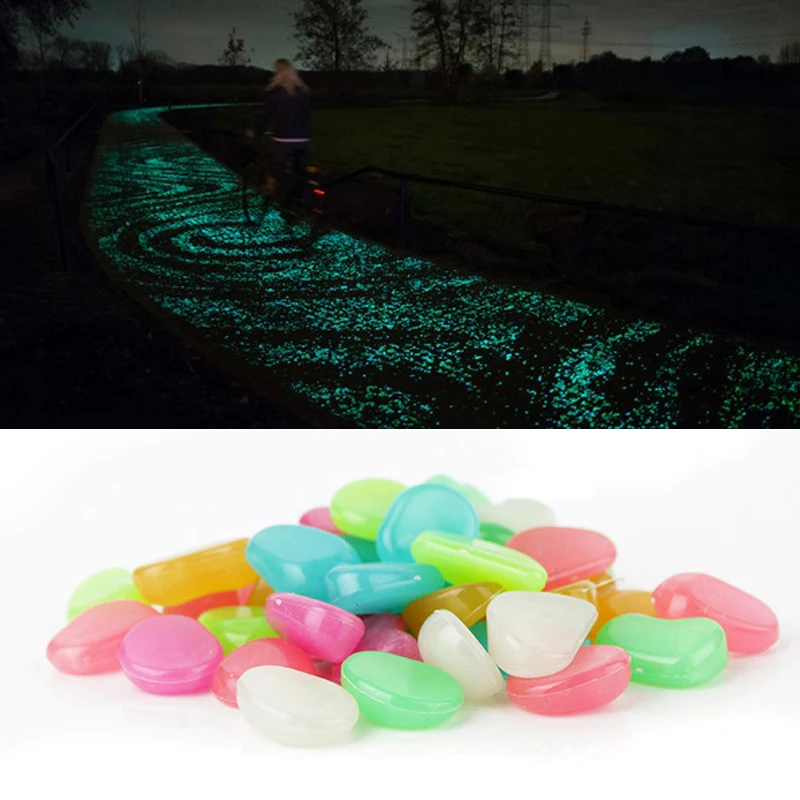 DIY Glow in the Dark Pebbles Home Garden Walkway Aquarium Fish Tank Stone