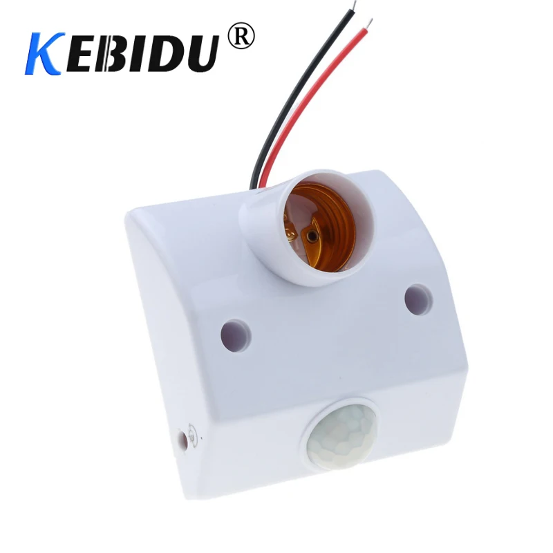 Kebidu Automatic Human Body Infrared IR Sensor LED Bulb Light E27 Base PIR Motion Detector Wall Lamp Holder Socket AC 110V 220V