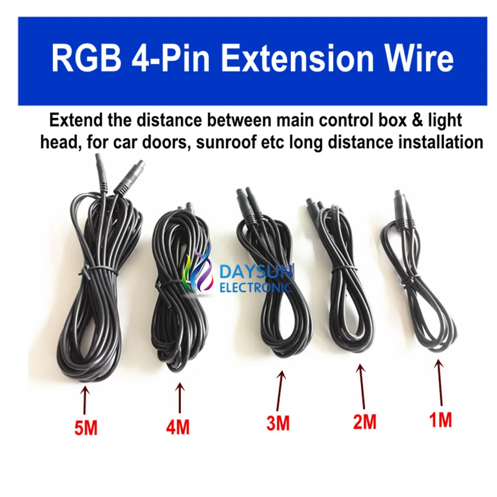 1 M 2 M 3 M 4 M 5 M Ekstensi Kabel untuk Ponsel Aplikasi LED Serat Optik Sumber Cahaya (Suara Diaktifkan/Aplikasi Mobile/Remote Controller)