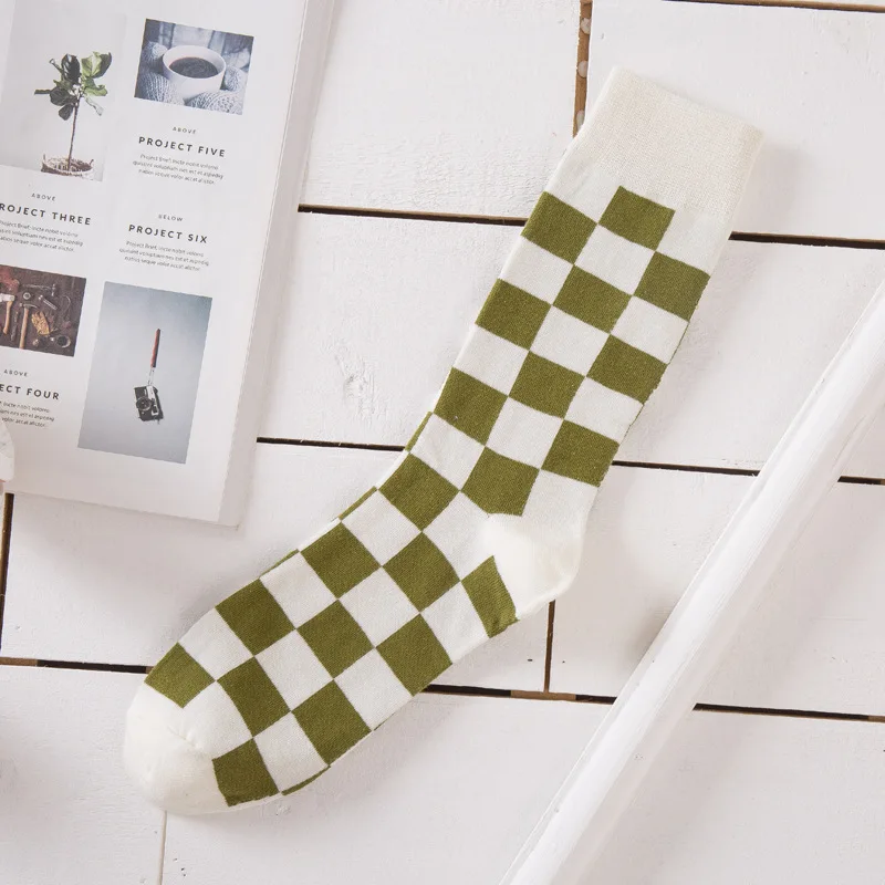 Men Socks Casual Cotton Arrow Lattice Funny Novelty Happy Harajuku Hip Hop Street Fashion High Quality Male Skateboard Socks