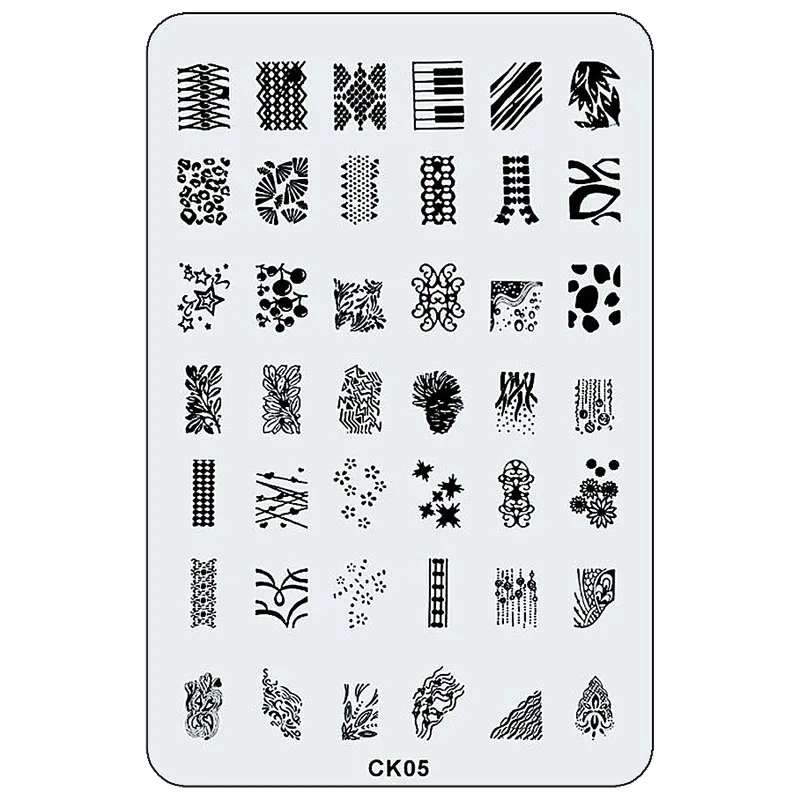 Kimcci Nail Art Stamping Plates Rectangle Geometry Rotating Stripe Nail Art Template Stencil Manicure Tools Polish Beauty Flower