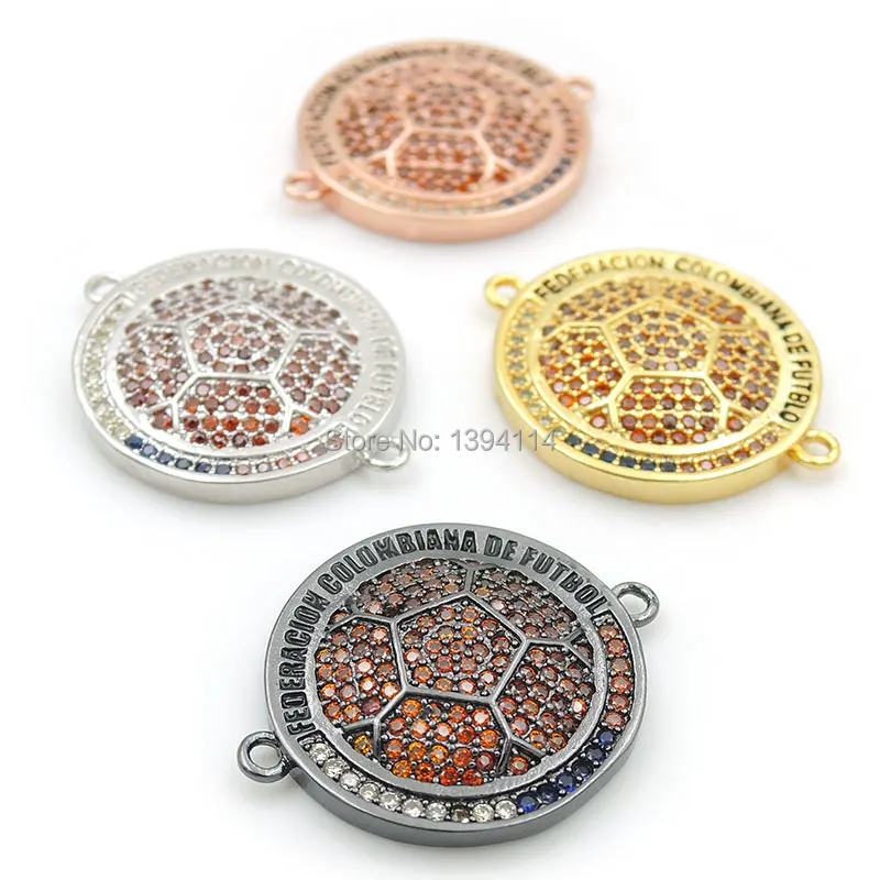 23*20*4mm Micro Pave Yellow&Blue&Clear CZ Round Of Convexity Connector Fit For Women As DIY Bracelets Accessory