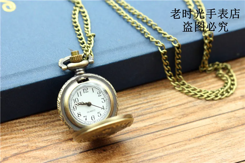 Nazeyt Classical Bronze Tone Deer Pendant Chain women and men Necklace watch child cute annimal Taschenuhr Pocket gift Watch