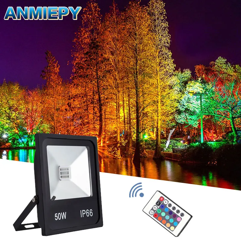 Floodlight Led RGB 10W 20W 30W 50W 220V 230V Waterproof Led Spotlight Outdoor Lighting Landscape Lighting With Remote Control