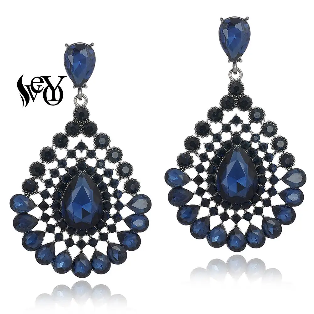 VEYO Luxury Hyperbole Crystal Earrings for Women Rhinestone Hollow out design Drop Earrings Gift